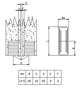 plan of invisible cylindrical hinge